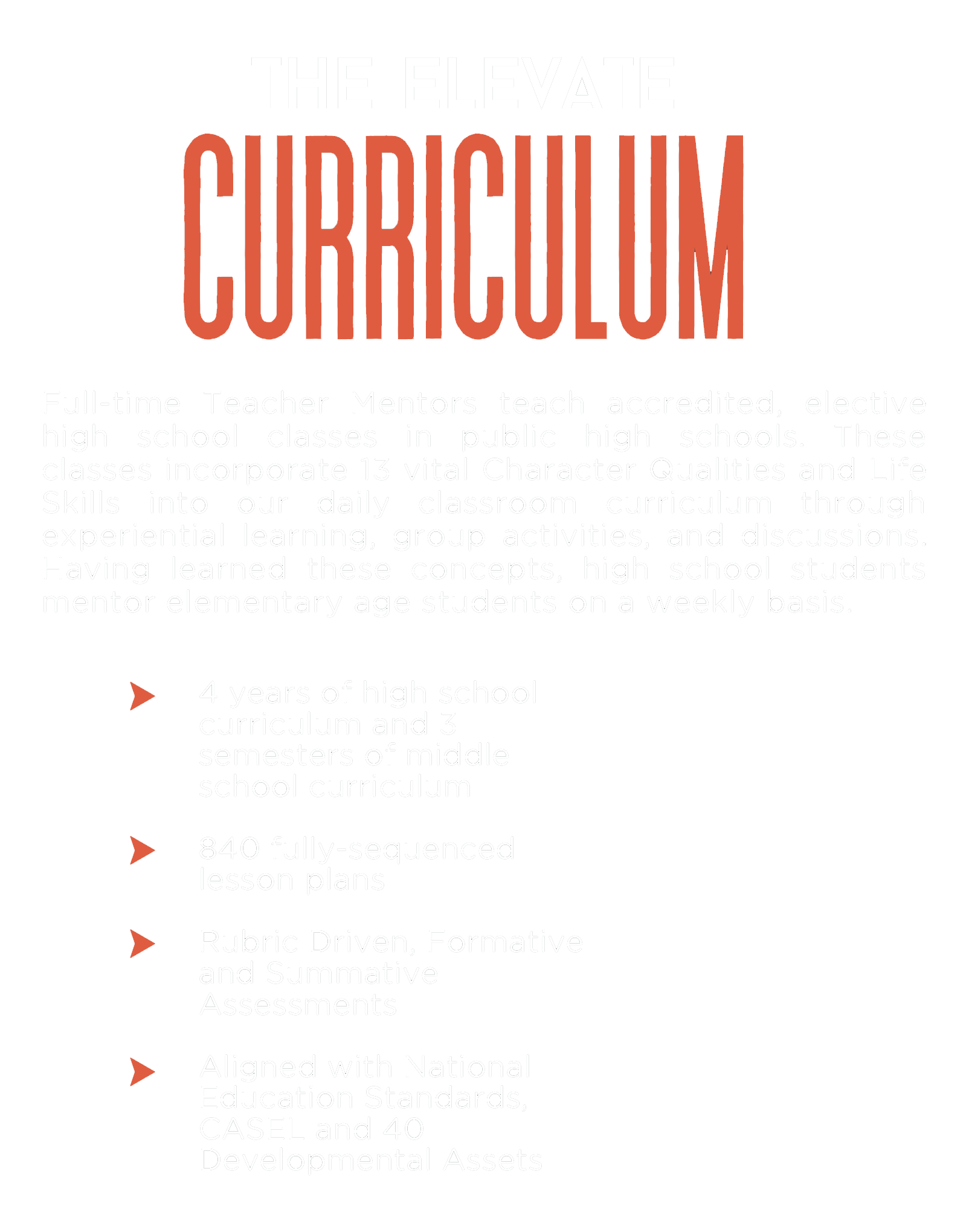 Elevate USA 2022 Curriculum, accredited elective classes